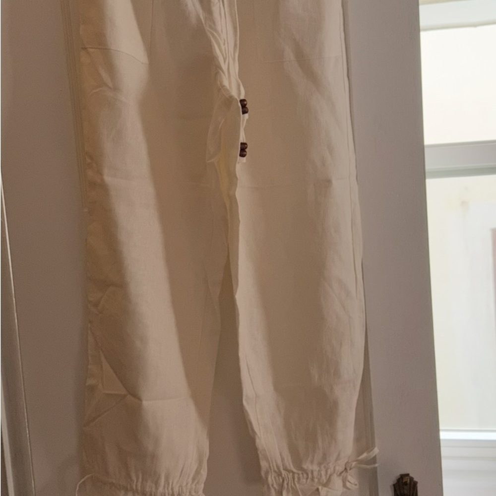 Zara Off-White Elastic Waist Trousers